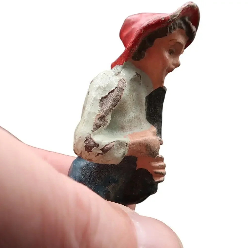 Nativity Figure Shepherd Flute Manger Composite Italy 3.5 in Vintage Christmas
